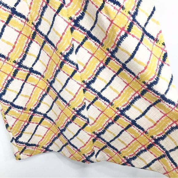 J. McLaughlin Yellow Navy Pink Geometric Plaid Midi Sheath Sleeveless Dress - Picture 14 of 16